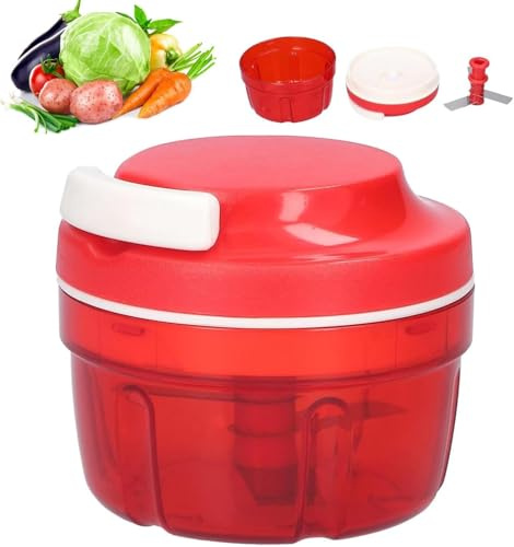 Zwiebelschneider, Zwiebel Zerkleinerer 300ML | Zwiebelschneider mit Seilzug, Gemüsezerkleinerer Manuell, für Knoblauch, Karotte, Gemüse und Obst