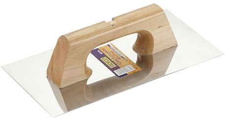 Frattone rettangolare in acciaio inox 300x150 mm, ideale per levigare superfici e finiture nei lavori di costruzione e riparazione.