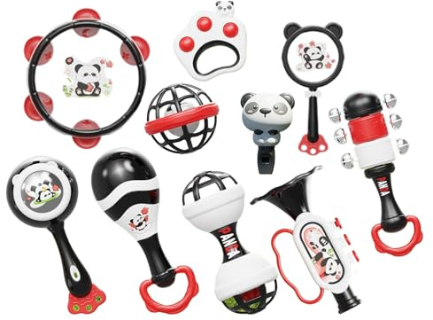 Duroecsain Beißrassel | Rassel in Panda-Form mit weichem Griff – pädagogische Musikinstrumente, leicht zu greifendes Beißen für die Entwicklung von Kindern und das Vorschullernen