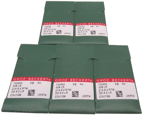 Groz-Beckert Agujas – 50 agujas Groz-Beckert 328LR, 214X2RTW, DDX2LR punta de cuero industrial para máquina de coser en caja de plástico transparente CKPSMS (tamaño de aguja: 23/160)