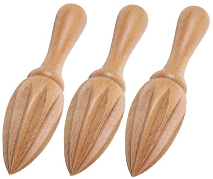 TOKIDNY 3 Piezas Exprimidor de Limón de Madera Maciza sin Pintura Prensa Manual Segura y Ergonómica para Jugos Frescos Cocina y Fiestas