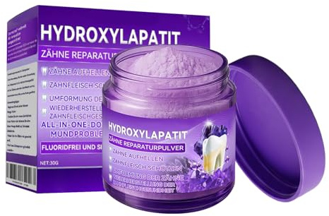 Hydroxylapatite Poudre de réparation des dents | Poudre de rafraîchissement et d'élimination des taches, protection de l'émail, dents sensibles | Pour les repas quotidiens, nuit 30 g
