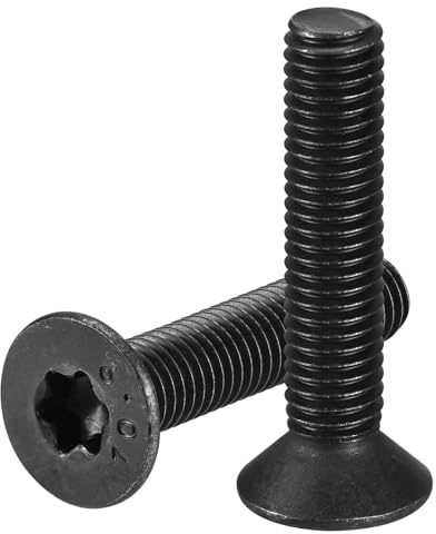QUARKZMAN Vis À Tête Plate Torx M8-1.25 x 40mm, 12Pcs Acier Carbone Grade 10.9 Tête Fraisée Torx Antivol, Finition Oxyde Noir, Filetage Complet
