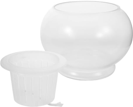 iplusmile Vase Hydroponique Verre Rond Pot Auto-arrosant Transparent pour Plantes Intérieur Décoration Élégante pour Bureau et Salon