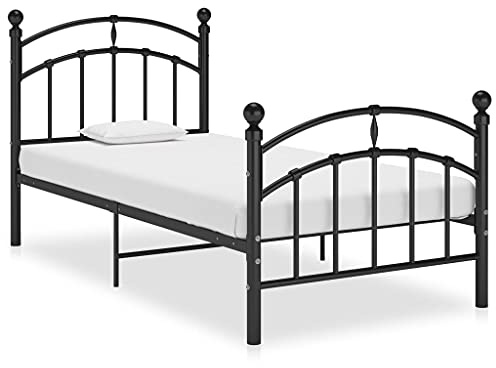 Hoopleep Metall Bettgestell Schwarz, pulverbeschichteter Stahlrahmen, 100x200 cm Einzelbett mit Lattenrost, stabile Plattform für Matratzen, kein Boxspring erforderlich, modernes Design
