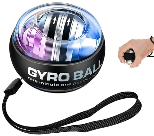 Palla dinamometrica con contatore – Avvio automatico del polso Gyro Ball, rafforzatore dell'avambraccio, allenamento della forza della presa, dispositivi di rafforzamento della mano, palle per
