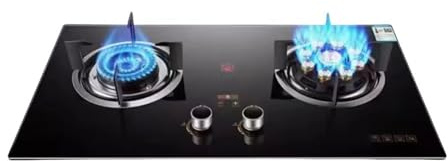 5.2kw High-Efficiency Gas Hob,Portable Double Burner Gas Stove,9-cavity High-heat Cooktop,Tempered Glass Auto-Ignition,with Flame Failure Protection,NG/LPG Compatible(NG)