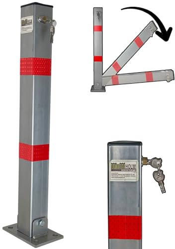 TRUTZHOLM Parkpfosten Parkplatzsperre eckig Absperrpfosten Sperrpfosten klappbar 3 Schlüssel Standfuß Poller Pfosten Signalstreifen Parkplatz