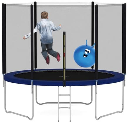 Heavy Duty 6FT 8FT 10FT 12FT 14FT Outdoor Trampoline with Enclosure Net for Kids Spring Cover Ladder FREE Space Hopper (8ft)