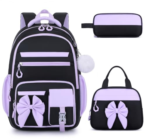 3PCS Girls School Bag Set with Insulated Lunch Box, Pencil Case for Primary | Kids Backpack, Girls Rucksack, Water-Resistant, For Primary Daily Hustle and Travel