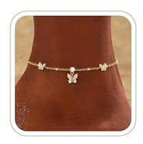 ZHESHY Tobillera Pulsera Mujer Plata De Ley 925 Oro 14k Ajustable Mariposa Corazón Cz Tobilleras Playa Oro Cadena Pulseras Tobilleras Verano Joyas Pie De Playa Tobillera Regalo Para Mujere Niña