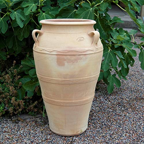große Terracotta Amphore mit Henkel | 70 cm | hohe Pflanzgefäße Pflanztopf | winterharte Keramik | mediterrane Deko für Balkon, Garten Terrasse Außenbereich Olea 70 cm