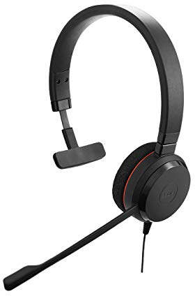 Jabra Evolve 20 UC Mono Headset – Unified Communications Headphones for VoIP Softphone with Passive Noise Cancellation – USB-A Cable with Controller – Black