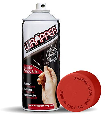 4R Quattroerre.it 16403 Wrapper Spray Rosso Traffico Opaco | Vernice Removibile per Carrozzeria | Pellicola Spray Protettiva UV e Anti-Graffio | Wrapping Liquido Made in Italy