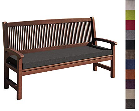 sunnypillow Bankauflage Outdoor - Stuhlkissen mit abnehmbarem Bezug - Sitzkissen für Bank - Bankpolster Polsterauflage Auflage für Gartenbank - 180 x 40 x 5cm - Bankkissen für Gartenmöbel Anthrazit