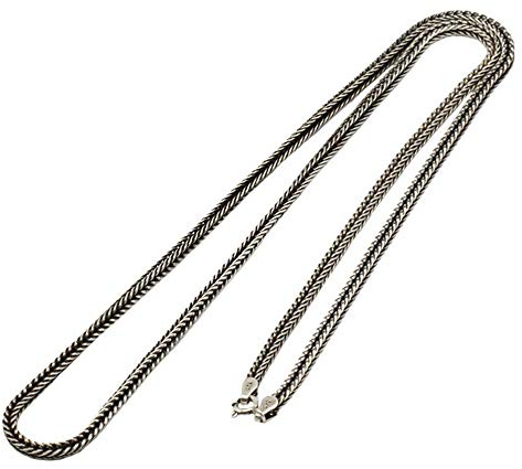 ForFox Schwarz 925 Sterling Silber Fuchsschwanzkette Halskette Schlangenkette Kette ohne Anhänger für Herren Damen 2/3mm