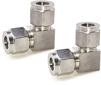 2 anelli di raccordo a compressione in acciaio inox 304, gomito a 90 gradi, 6 mm di diametro esterno, tubo di compressione