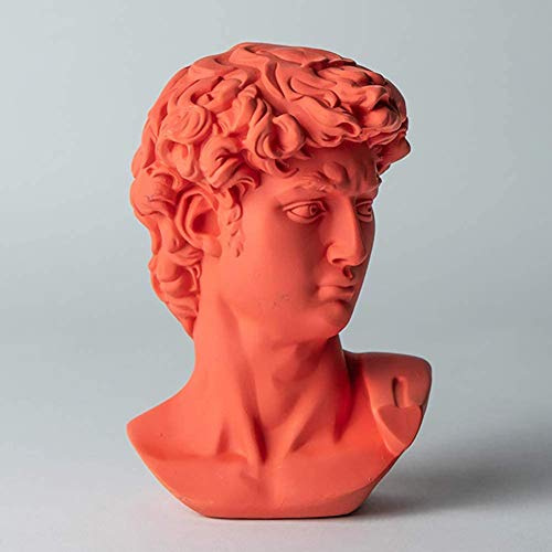 Resin Kopf Statue David, Klassische griechische Büste Statue Figur Skulptur Kunsthandwerk Hauptdekorationen Skizze Ornamente, Rosa,D