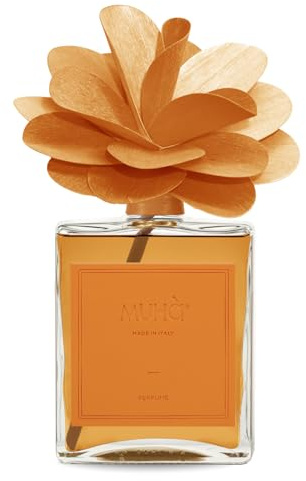 MUHA' | Profumatore Flower Diffuser, Cedro e Bergamotto, 500 ml | Profumatore per AmbientiDiffusore Ambiente con Fiore in Legno di Betulla