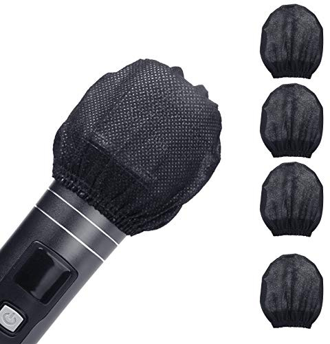 Microphone Cover 200pcs (100 pairs) Microphone Covers Disposable Individually Wrapped Mic Cover For Sanitary Mic Covers Disposable For Mic Microphone Windscreen & Pop Filters Black (200 pack- Black)