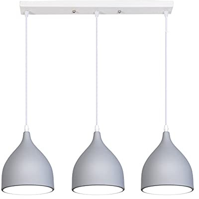 ChaoZan Metallo lampadario Luce pendente Industriale Lampada a Sospensione da Soffitto Vintage 3 E27 Plafoniera Retro Paralume in alluminio Ristorante caffè soggiorno Camera da letto cucina(grigio)