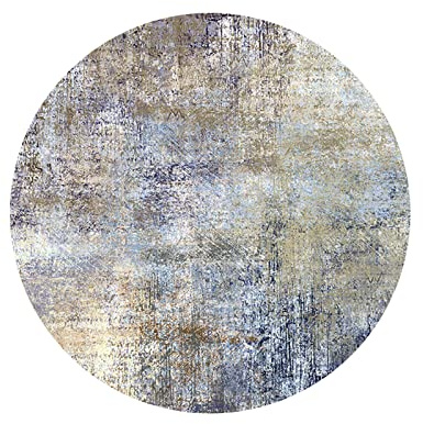 Rururug Designer Teppich Rund Kurzflor Moderner Orientteppich Klassisch Gemustert Ornamente für Wohnzimmer Schlafzimmer Kinderzimmer,Retro-Distressed-Effekt abstrakt Round ø200cm