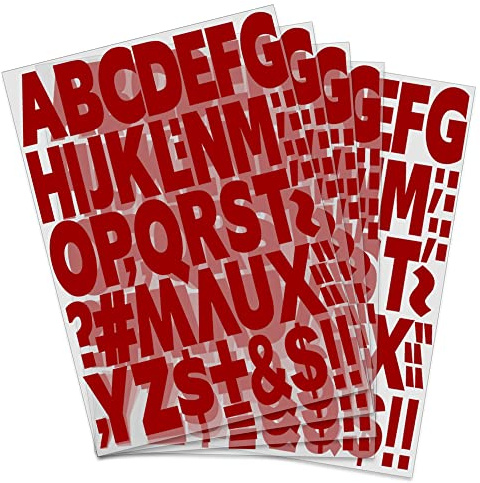 Lettere termoadesive da 5 cm, lettere dell'alfabeto, per maglie sportive, magliette, nome della squadra, vestiti, slogan, stampa fai da te, decorazioni (5 colori opzionali) (5 fogli rossi)
