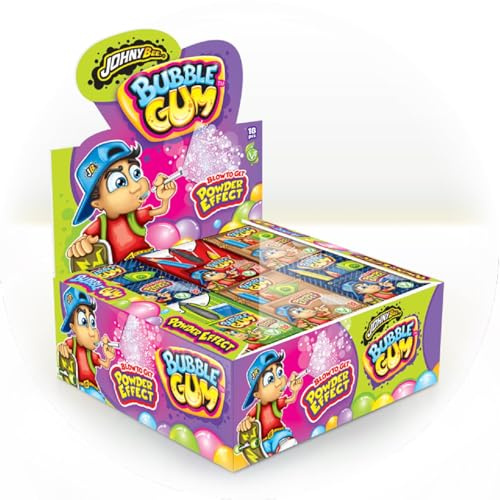Joygum Johny Bee Bubble Gum powder effect ; gomme da masticare a bastoncini, Effetto magico al soffio