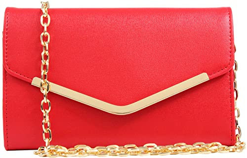 Autumnwell Clutch, Abendtasche für Damen, Umschlag-Handtasche mit abnehmbarer Kette, Rot/Ausflug, einfarbig (Getaway Solids)
