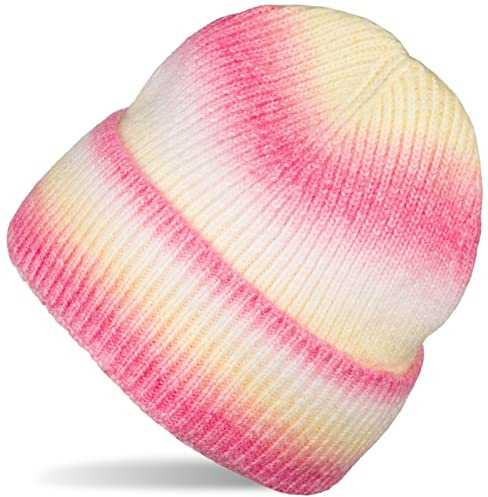styleBREAKER Damen Strickmütze Farbverlauf Ombré | Breite 8 cm Krempe, Rippmuster, doppelt gestrickter Bund. 20,5 cm Höhe, 23 cm Weite (elastisch für 50-60 cm Kopfumfang).