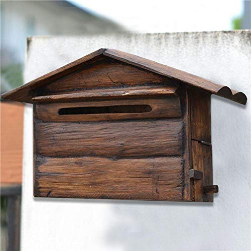 Cassetta postale Cassetta della posta rustica da parete in legno massello Supporto for cassetta della posta all'esterno Decorazione da appendere for casa, portico con goffratura vintage e cassette del