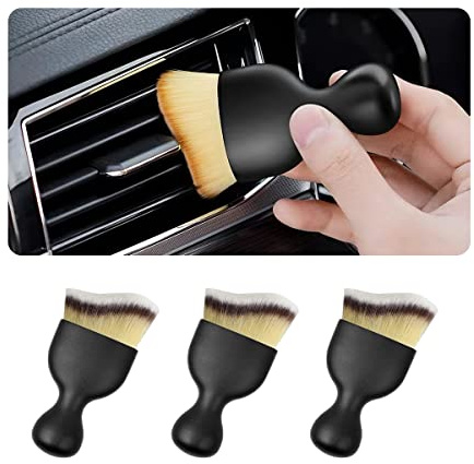 CGEAMDY 3 Pièces Brosse de Detail pour Voiture, Pinceaux Nettoyage Voiture, Brosses Poussière Auto avec Poils Doux, Voiture Détail Brosse pour Moteur, Tableau de Bord et Intérieur (Tricolore)