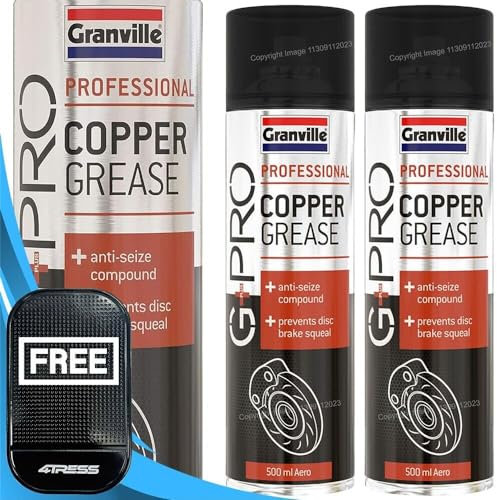 Granville 2 x 500g Copper Grease Car Brake Calipers Pads Squeal Noise Anti Seize Spray with 4Tress Non Slip Car Dash Mat (4T-GV-1082)