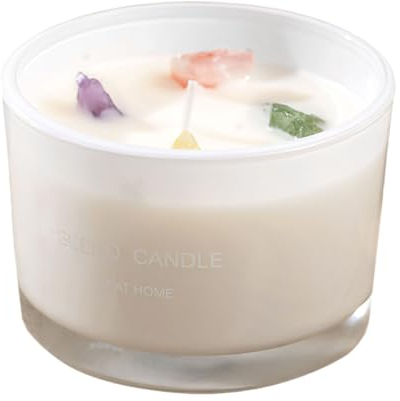 ALLAVA Duftkerzen im Glas, Duftkerze Vanille, Duftkerze mit Kristallstein, Handgemachte Natürliche Sojawachs Kerze, bis zu 20 Stunden Brenndauer (Vanille, 270g)