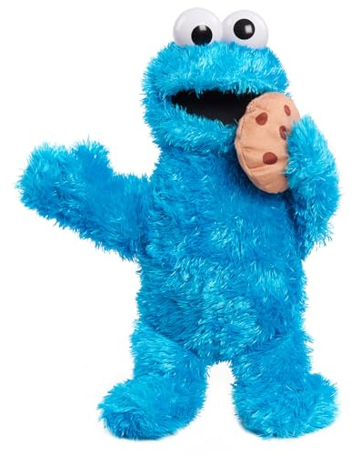 Just Play Sesamstraße Nom Nom Krümelmonster, Plüschtier, 34 cm groß, mit Soundeffekten und Bewegungen, blau, interaktives Kuscheltier, Kinderspielzeug ab 18 Monaten