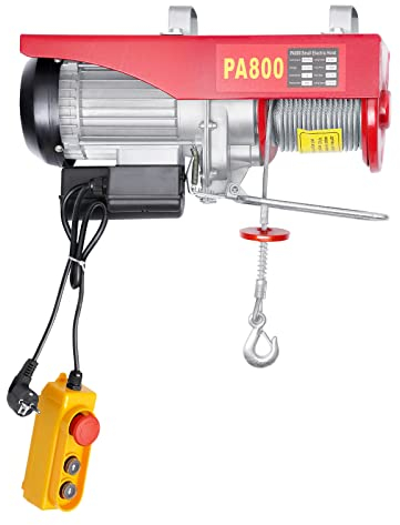 Elektrische Seilwinde, 800kg/1000kg Elektrischer Seilzug Flaschenzug Kran Hub Seilzug Motorwinde Seilhebezug Mit Fernbedienung Hebehöhe bis 12 m Seilaufzug (800kg)