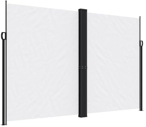 vidaXL Tenda da Sole Laterale Retrattile Bianca 220x1000 cm, Schermo Privacy da Giardino, Schermo Privacy da Balcone, Tenda da Sole