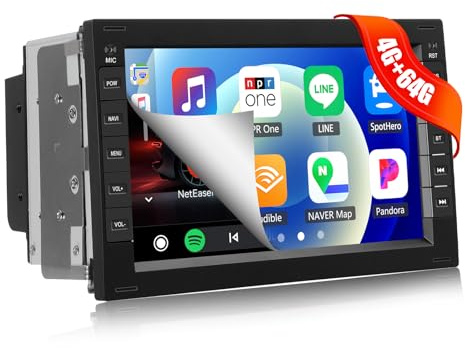 CAMECHO 4G+64G 8-Core Android 13 Autoradio für VW Golf 4 Polo Sharan Jetta MK4 T5 Multivan mit Navi,7 Zoll Doppel Din Autoradio mit Carplay Android Auto Bluetooth RDS HiFi WiFi