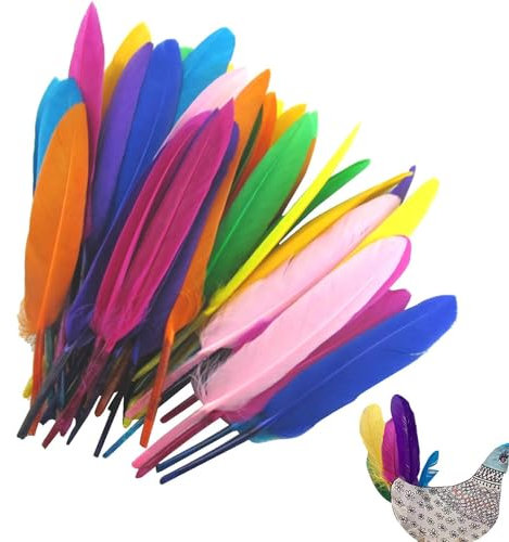 Federn zum Basteln – 50 Stück Bunte Federn, Federn, farbige Bastelfedern | Mehrzweck-Traumfänger mit farbigen Federn, Gänsefedern in großen Mengen zum Basteln für Halloween-Par