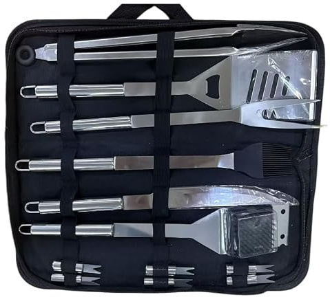 Grillbesteck Set,Grillzubehör Männer Geschenk,Edelstahl Grillkoffer Set of 20,Grillen Zubehör mit Grillzange Grillspachtel und Grillschürze, BBQ Grill Set Ideales für Outdoor und Camping