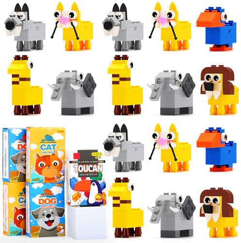 KOSTACHI 24 Pezzi Temperamatite con Serbatoio, Gadget Compleanno Bambini, Mattoncini Giocattolo & Temperamatite a Doppio Uso, Temperino per Regalini Compleanno Bambini Invitati