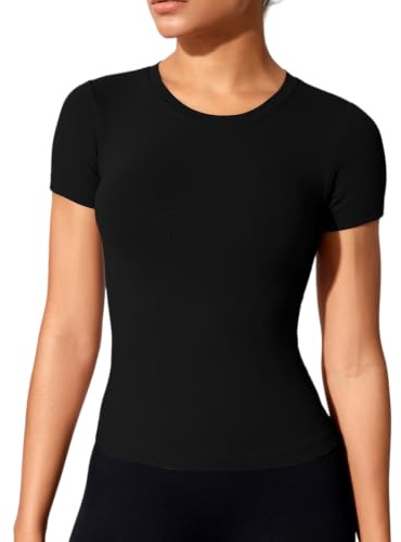 XDSP Maglietta Sportiva Donna Magliette Donna Manica Corta Camicia da Yoga Girocollo Palestra Corsa Traspirante Asciugatura Rapida Top Elastico Manica Corta T-Shirt Gym Jogging Running Fitness