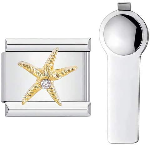 UTXN Personalisierter Meerestier-Charm – 9 mm italienisches Edelstahl-Armbandglied für Damen mit Montagewerkzeug