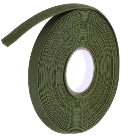 QUARKZMAN 9 Meter Schrägband Baumwolle Olivgrün, 1 cm Einfassband zum Nähen, Stoffband für DIY-Projekte, Stricken, Nähen