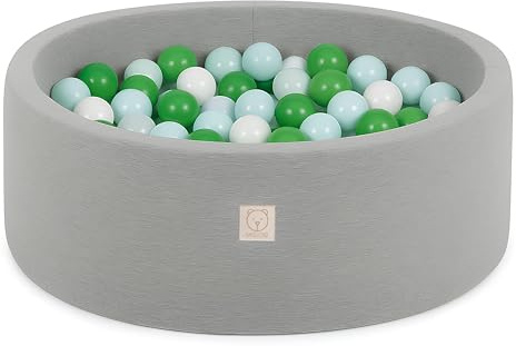 MISIOO Smart bollbad – barn för babyrum – 200 bollar pärla/pärlemynta/grön – leksak – maskintvättbar – Öko-Tex – 90 x 30 cm