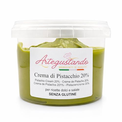 Artegustando-Crema Spalmabile al Pistacchio 20% – 2kg Dolce, Senza Glutine, Made in Italy – Alta Qualità per Dolci, Torte e Gelati - (2 kg)