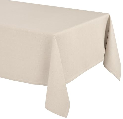 BEAUTEX Lina Tischdecke Elegante Leinenoptik, eckig 135x200, Sandbeige | Schmutzabweisend, knitterarm und waschbar bis 30 °C, sauber umnähmter Saum, ideal für Esszimmer, Balkon, Garten und Feste
