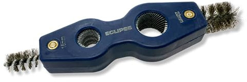 Eclipse Professional Tools E4IN1PCDT 4-in-1 Pipe Cleaning & Deburring Tool – Internal & External Cleaning of 15mm & 22mm Copper Pipes, High-Carbon Steel Brush, Removes Rust & Corrosion