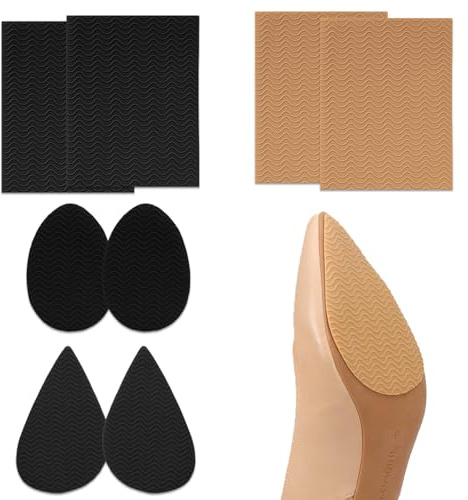 Trsnzul 8 Piezas Plantilla Antideslizante, Protectores para Suelas de Zapatos, Adhesivo de Reducción de Ruido Autoadhesivo Antideslizante, Almohadillas de Goma para Suelas de Zapatos(4 Estilos)