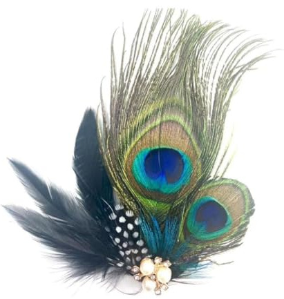 DOKRIN Mollette 1 forcina per capelli a forma di pavone, accessori per capelli a forma di pavone, accessori per capelli con piume e strass, fascia per capelli con piume di pavone
